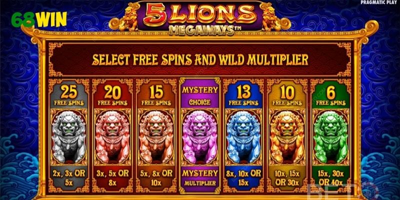 Nhiều ưu đãi miễn phí từ trò chơi 5 Lions Megaways